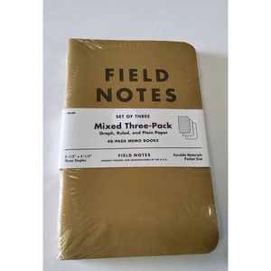 Field Notes Set Of Three Mixed Graph, Ruled, Plain Paper 48pg Memo Books, Sealed